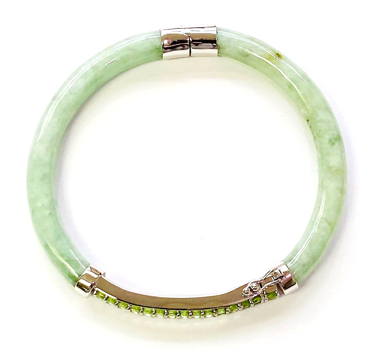 HSN Jade of Yesteryear Sterling Green Jade & Peridot Hinged