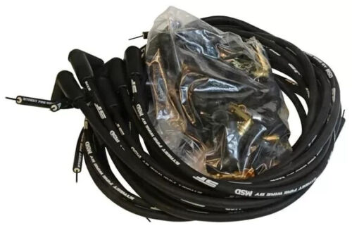 MSD Street Fire Spark Plug Wire 8mm Black Silicone Cyl 90 Deg Sock/ HEI Set of 8 - Picture 2 of 2