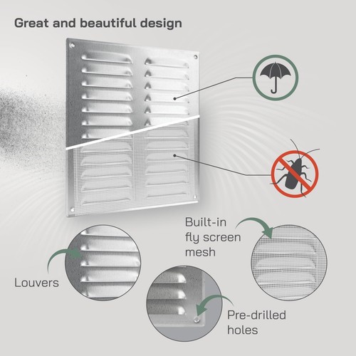 10" x 11" Inch (Overall Dimensions) - Galvanized Steel - Air Vent Cover Metal... - Picture 3 of 8