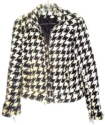 Black & White Houndstooth Print Wool Blend Jacket by H&M Divided Size 8 