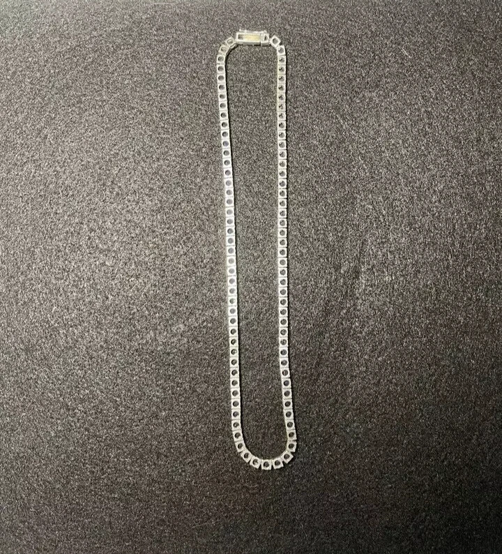 3MM 22Ct Round Lab Created Blue Sapphire Tennis Necklace 14K White Gold Plated - Image 2 of 4