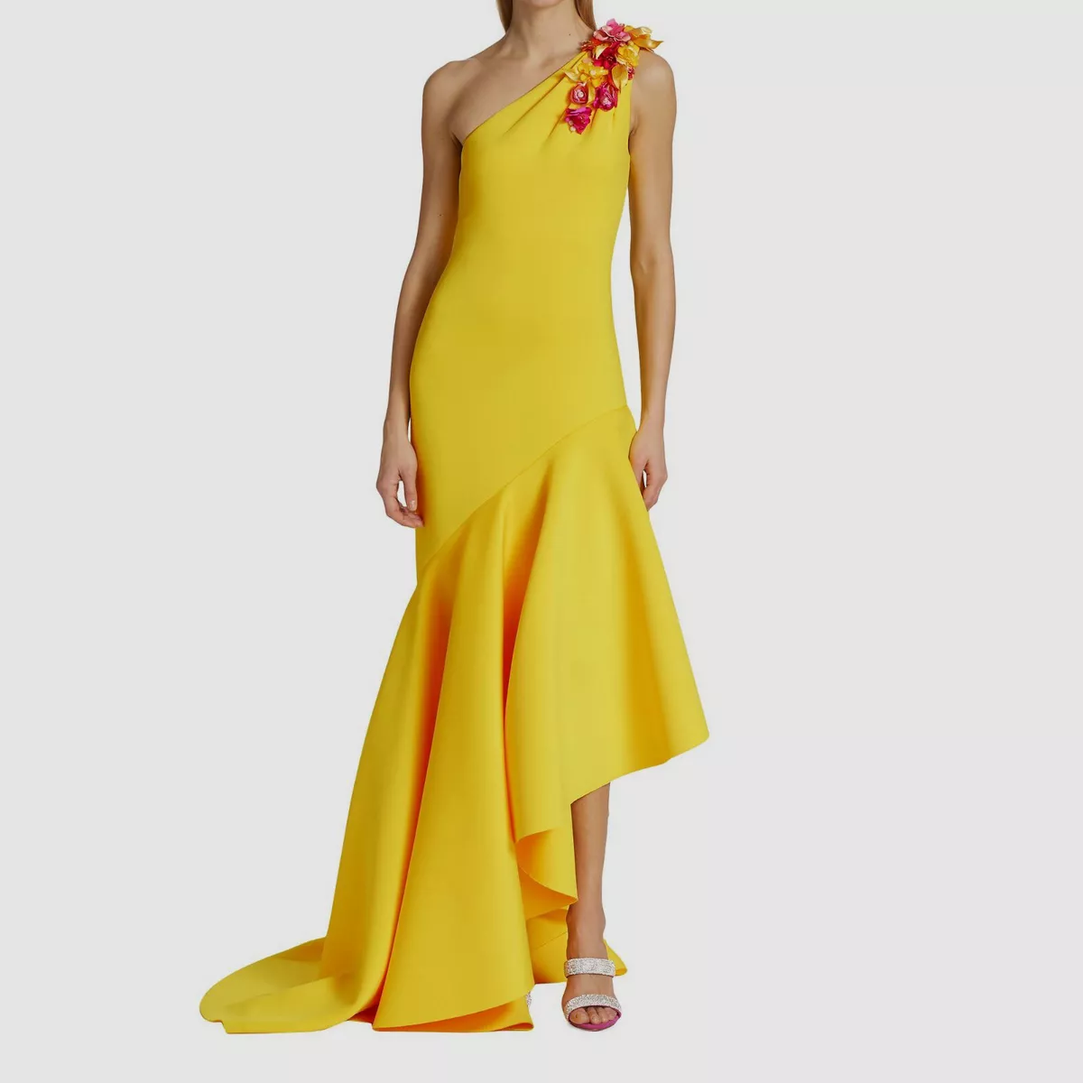 Badgley mischka yellow deals dress