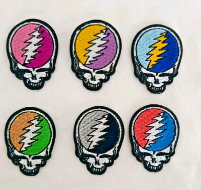 Grateful Dead Steal Your Face Patch Set 6pcs 1.5'' x 1.5'' Embroidered Patch Set