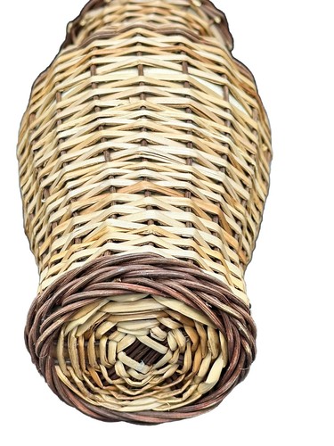Woven Vase Stoneware Ratan Wicker Wrapped Table Vase Boho Beach Cabin Vibes - Picture 10 of 13
