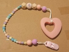 Pastel heart Pacifer Dummy Teether Chain Clip