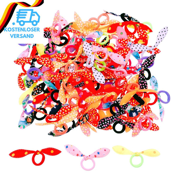 Jzk 100 X Bunt Kaninchen Hase Ohr Haargummis MäDchen Haar Bands Haargummis FüR K-image
