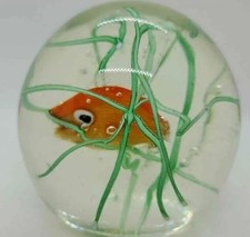 Rare XL Vintage Murano Art Glass Fratelli Toso Fish Aquarium Paperweight