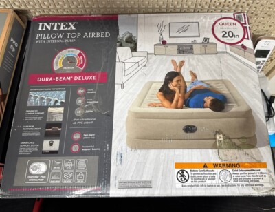 Intex Air Mattress Inflatable Durable QUEEN Ultra Plush 20'' 120 Internal Pump QL