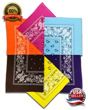 3 Pack Bandana 100 Cotton Double Sided Paisley Scarf Handkerchief Wristband