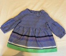 Janie and Jack Girls 12-18M Blue/Green Polka Dot Cotton Puff Sleeve Dress