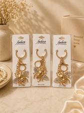 6 Bumble Bee Gold Rhinestones Keychain And Bag Charm NIB