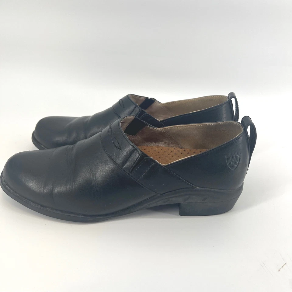 Ariat Black Leather Slip On Comfort Paddock Sport Clogs Mules Women's Size 7.5B - Image 3 of 4