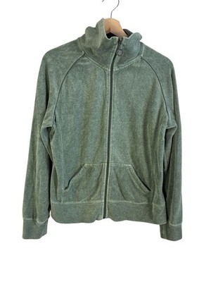 Vintage Everlast Hoodie Women Large Velour Green Zip Up Y2K Sweatshirt