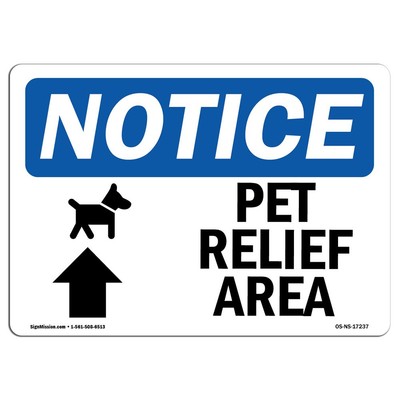 OSHA Notice Sign - Pet Area [Up Arrow] Sign with Symbol | Vinyl Label Decal |...