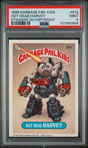 1986 Garbage Pail Kids Stickers Hot Head Harvey #87a With Copyright - PSA 9