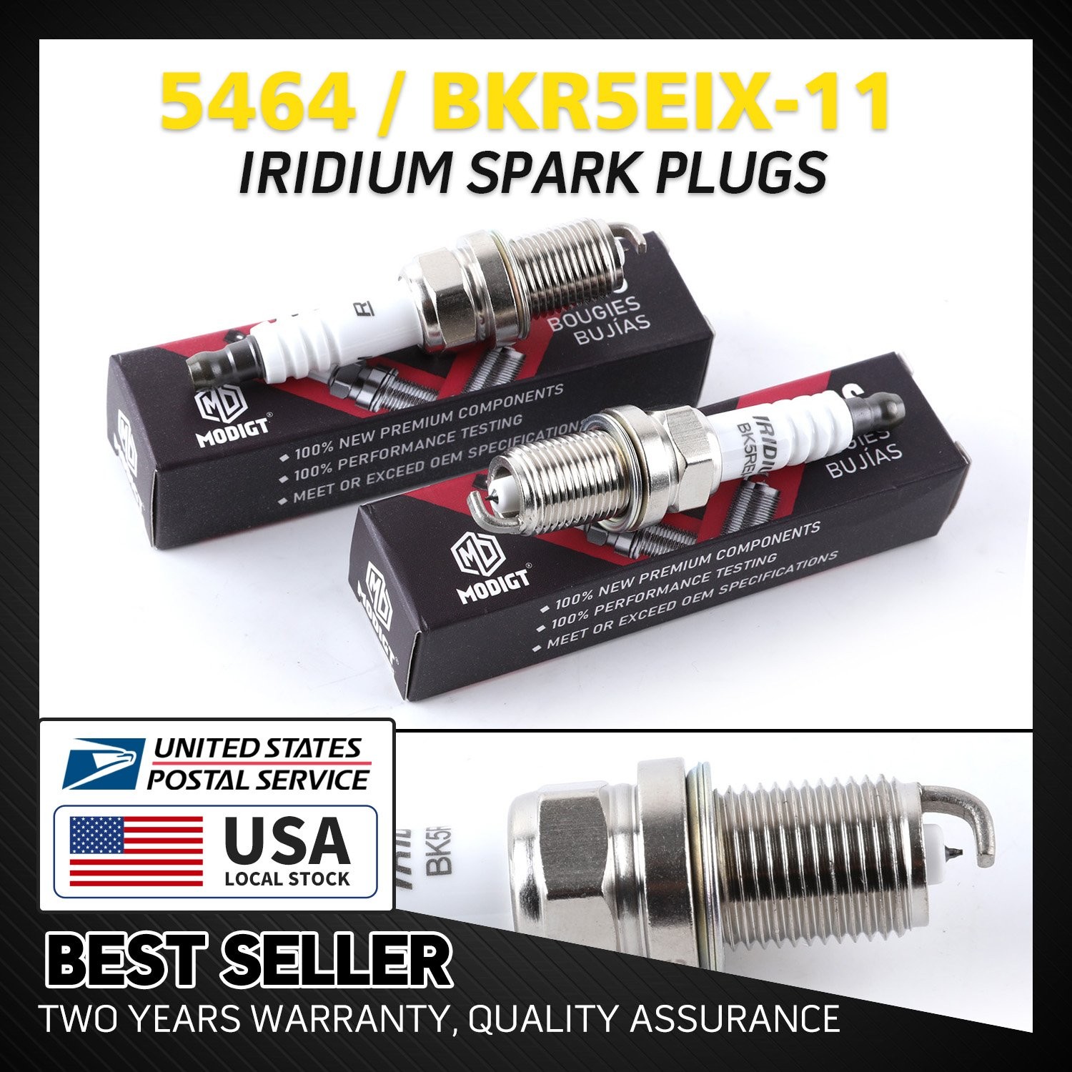2Pcs Brand NEW Fit For NGK 5464 Iridium IX Spark Plugs BR9EIX OEM High Quality