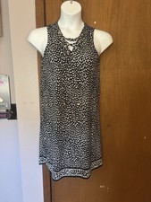 Michael Kors Black and White Leopard Patterned Mini Dress Size M