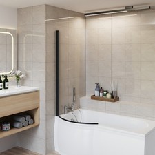 5-Fold Folding Curved P-Shape Bath Shower Screen 180° Pivot 4/6mm Glass