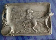 Ancien Cendrier Vide Poche Chasse Chien Signé En Bronze Laiton Autre Vintage 