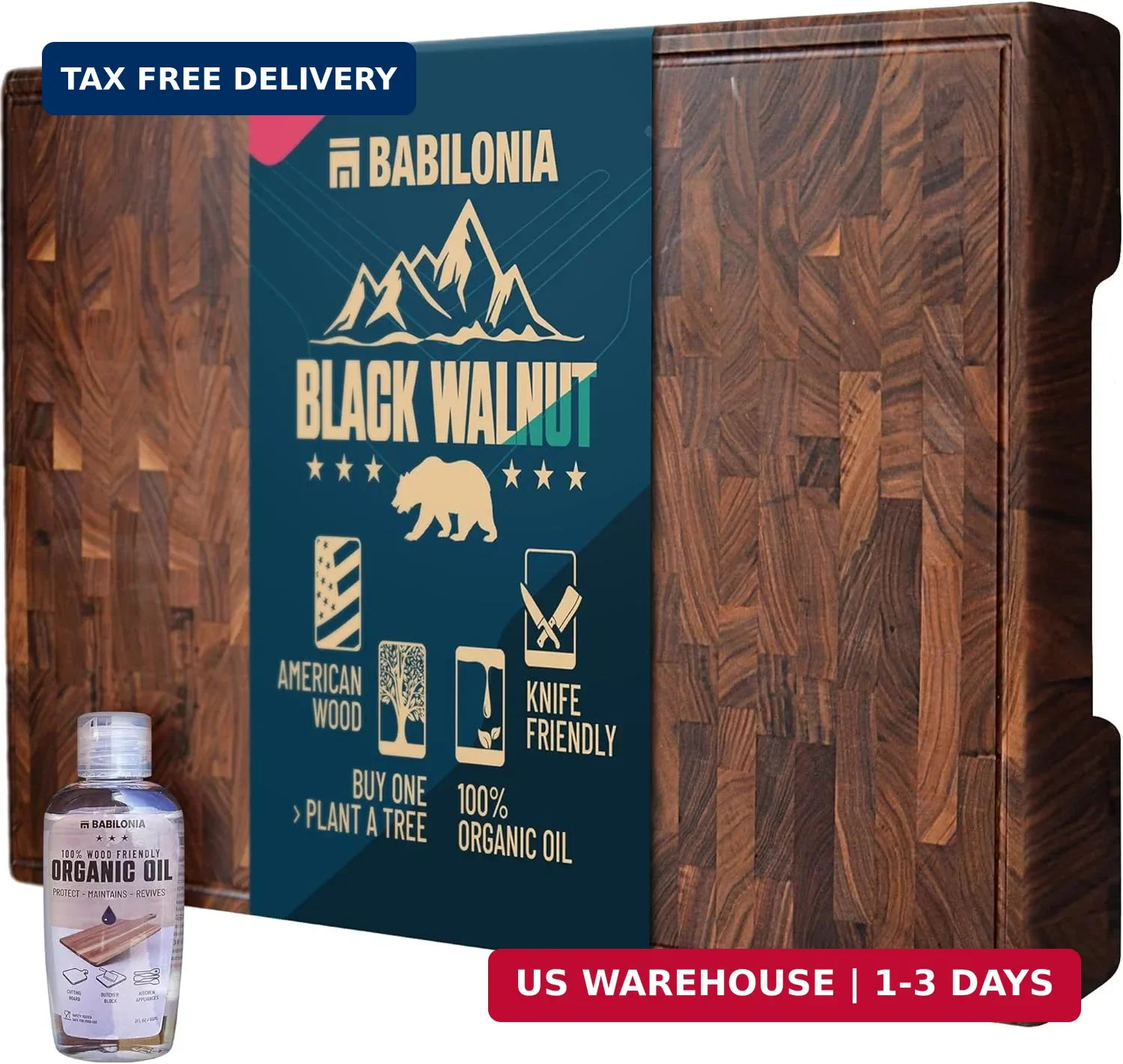 XXL American Black Walnut Cutting Board 25x15x1.7" End Grain Butcher Block