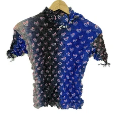 Auth ISSEY MIYAKE FETE - Blue Dark Gray Multi Women's Cutsew