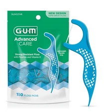 GUM Advanced Care Floss Picks Dental Flossers for Adults Vitamin E Fluoride 150 