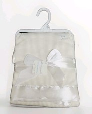 Starting Out Ivory Waffle Knit Weave Baby Blanket Satin Trim Security Lovey New