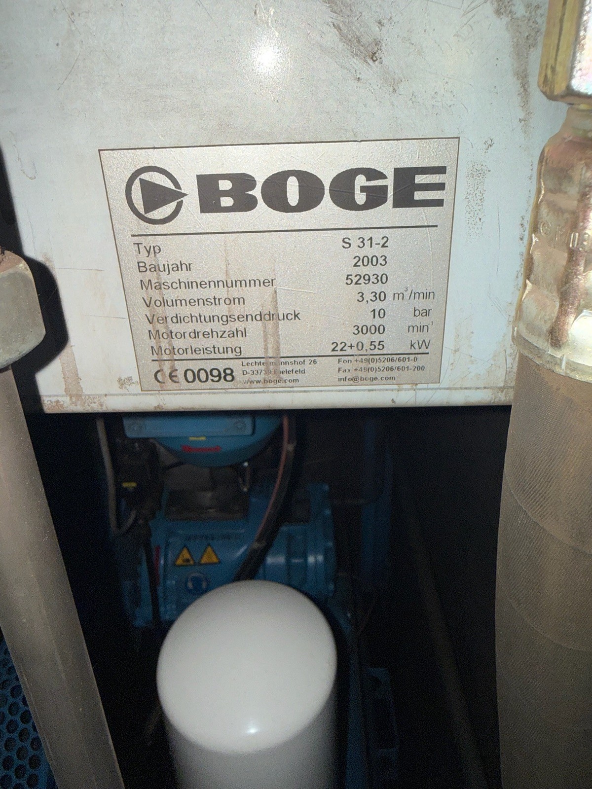 BOGE S 31-2 Schraubenkompressor 22 kW 10 bar 3,3 m3/min Kompressor RATIO 2003 – Bild 9