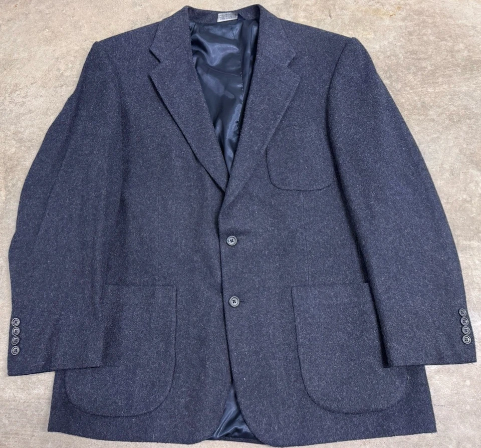Chaqueta Blazer De Colección Lands End Para Hombre 44L Azul Marino 100% Lana Tweed Abrigo Deportivo Foto 2 de 4