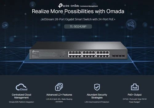 🔌 Switch Gigabit 24 Ports PoE+ 250W & 4 SFP TP-Link JetStream TL-SG2428P 🚀