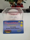 Pete Rose Autographed OML Baseball w/4256 Insc. Mounted Memories COA & ball cube