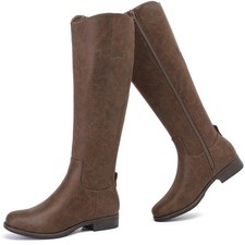 Women's Knee High Boots Stylish Comfort Round Toe Tall Riding Combat Boot Cla...