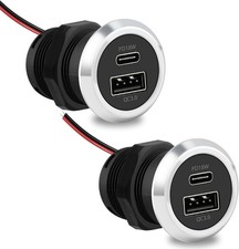 RV USB Outlet 12V Wall Mount,Dual USB Quick Charge 3.0Port PD USB C Charger,12V/