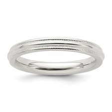 Sterling Silver Milgrain Domed Wedding Band, 3 Mm Comfort Fit, No Stone