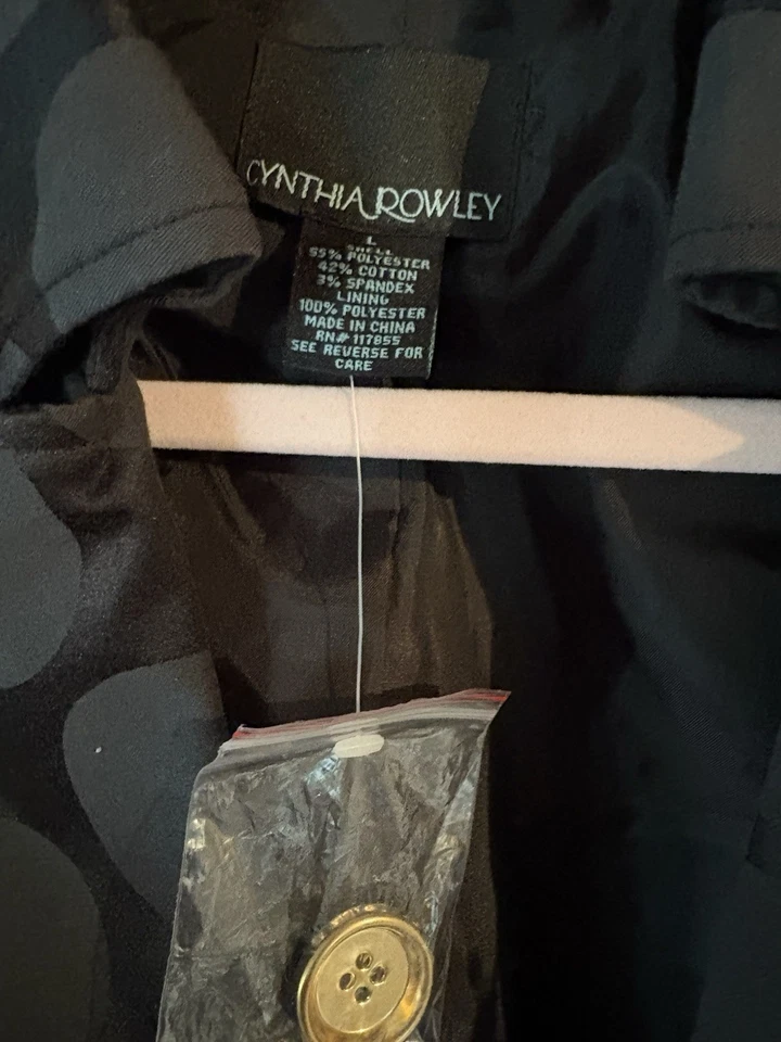 Cynthia Rowley Charcoal Polka Dot Belted Blazer with Gold Buttons Women's Large - Image 2 of 4