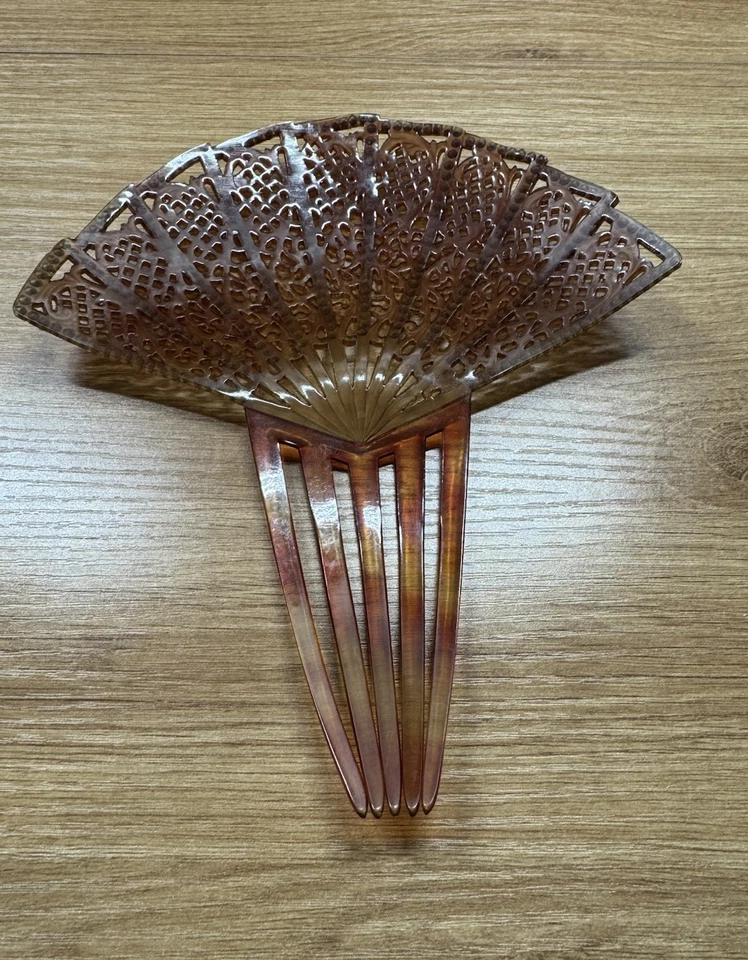 Antique tortoise shell hair comb, Spanish mantilla style, Art - Image 2 of 4