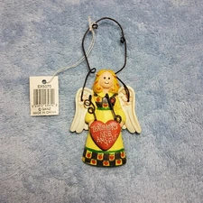 New Ganz School Teachers Are Angels Christmas Tree Ornament Yellow Red Heart 2.5