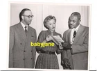 BARBARA STANWYCK ORIGINAL 8X10 PHOTO 1950's CANDID WITH TWO UNKNOWN MEN