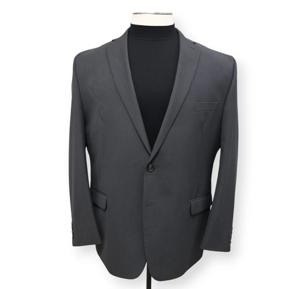 CHAPS mens solid gray two button sport coat suit jacket blazer 52 L - Image 2 of 4