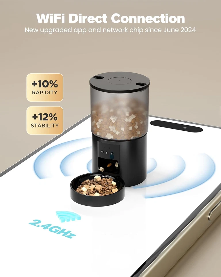 Distributore Automatico Cibo Gatti Cani Wifi: Dosatore Crocchette per Animali Do - Immagine 2 di 4