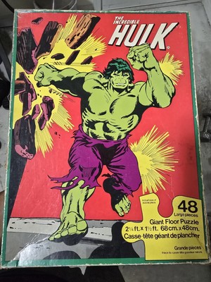 Vintage The Incredible Hulk Giant Floor Puzzle 2 ft x 1.5 ft by Waddingtons 1978