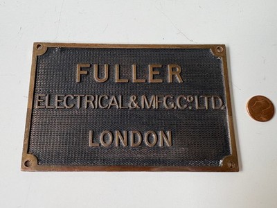 Fuller Electrical & Mfg.Co LTD London Brass Sign 5 1/2'' x 3 1/2'' x 1/8''