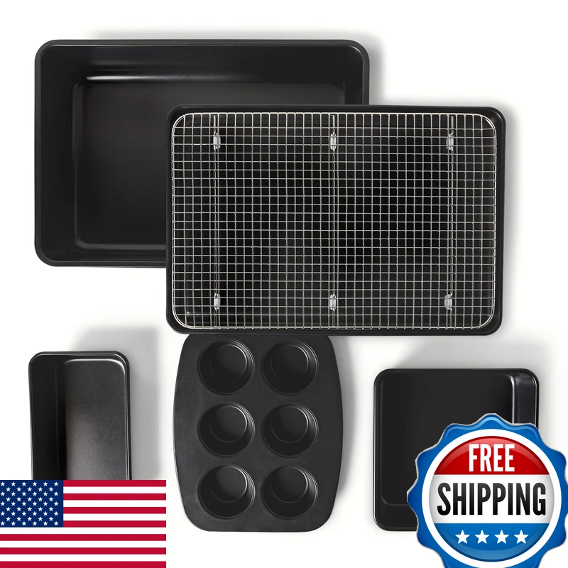 Retailer Basics Nonstick Bakeware 6-Piece Set Stackable Dishwasher And Oven-Safe