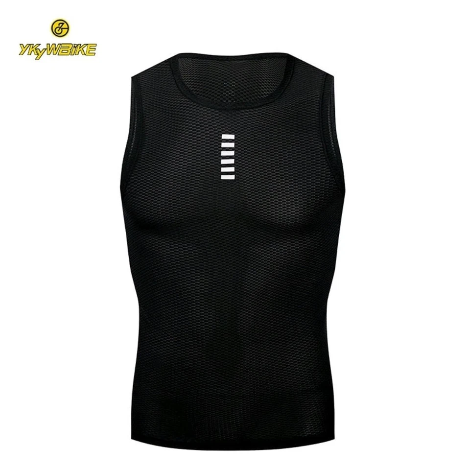 Chaleco de ciclismo para hombre MTB bicicleta debajo de la camisa capa base ropa interior sin mangas malla top Foto 3 de 4