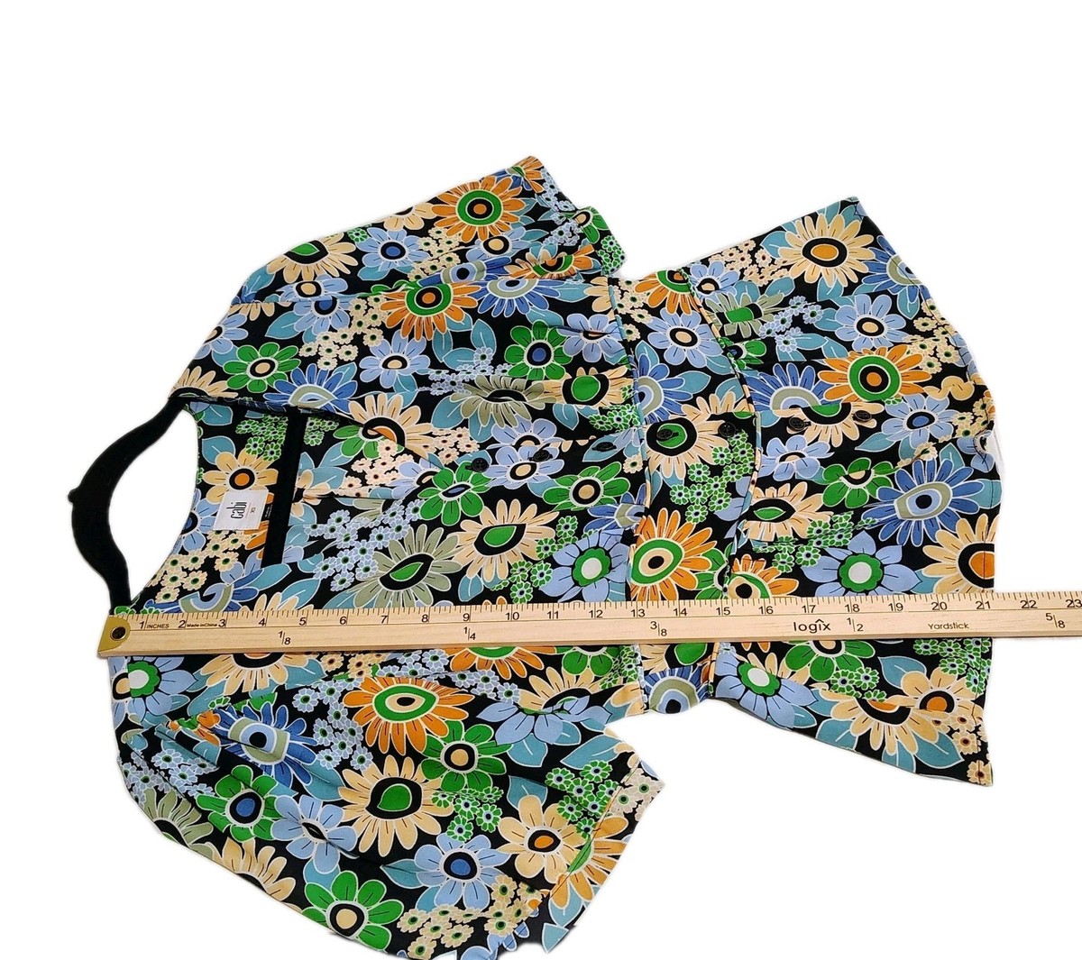 Cabi Happy Top #5900 Size XS Women's Floral Retro Button Front
