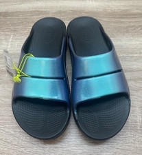 OOFOS Women's OOahh Luxe Slide Sandals Atlantis Blue OoFoam Cushion NWT - Size 8