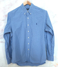 Ralph Lauren Shirt Mens XL Blue White Plaid Long Sleeve Button-Down Cotton