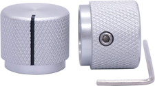2Pcs Silver Aluminum Rotary Electronic Control Potentiometer Knob for 6Mm Shaft,