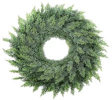 22" Real Touch Christmas Wreath – Weatherproof cedar for doors and decor.