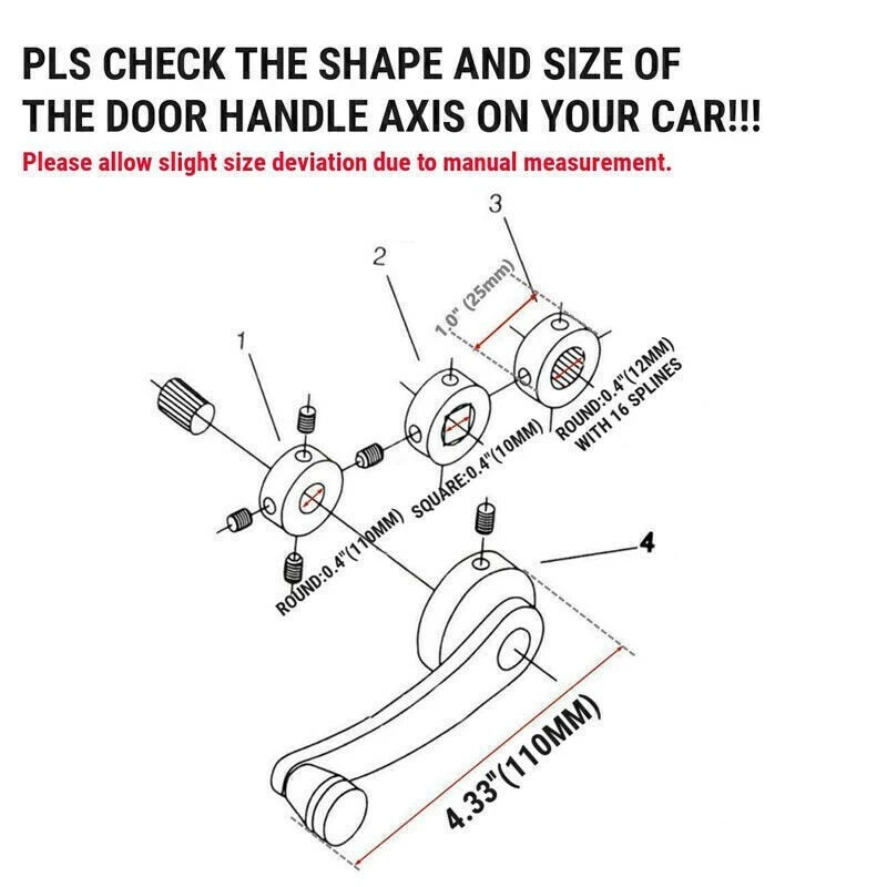 Manivela de manivela de manivela manual de aluminio para ventana de coche SUV Billet de 2 piezas Foto 4 de 4